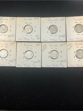 Lot of 8 Australia 3 Pence .500 Silver Coins (1948 - 1963) MM00295